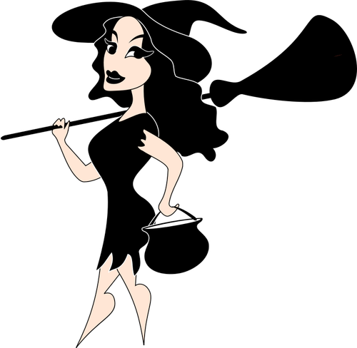 Hot witch in cartoon style